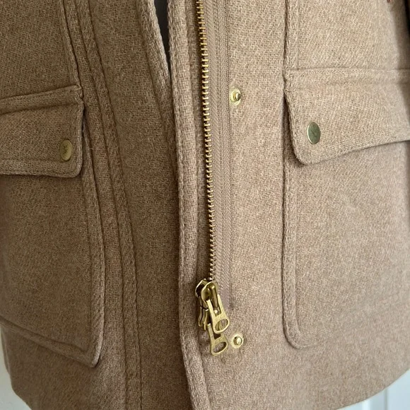 J. Crew Stadium Cloth Tan Wool Coat Jacket Womens Sz 8